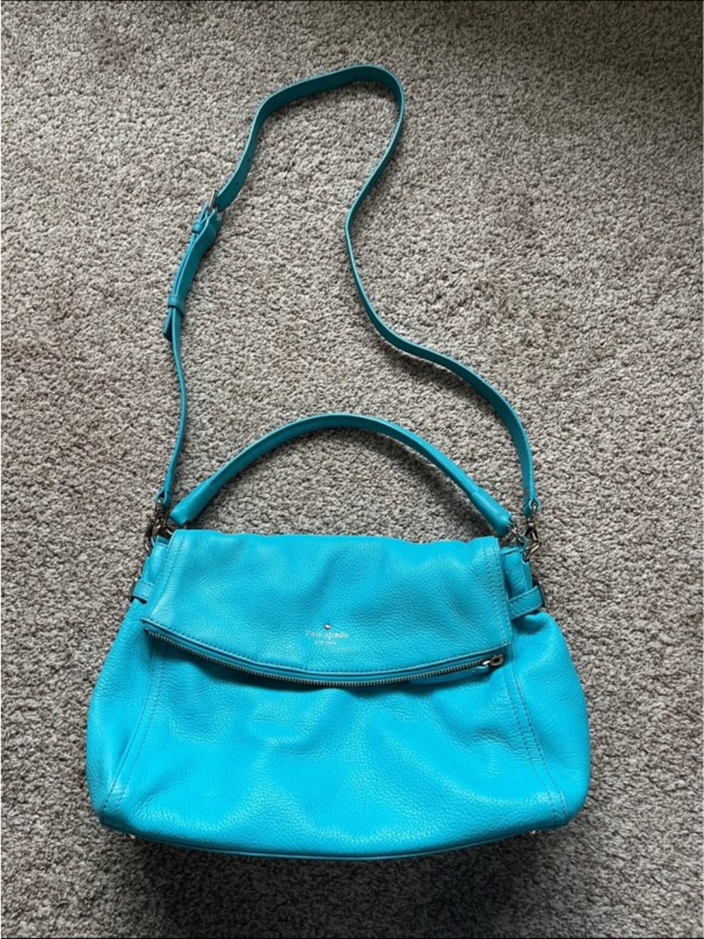 Kate Spade Bright Turquoise Blue Leather Handbag
